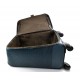 Leather trolley blue travel bag weekender overnight leather bag with 4 wheels leather cabin luggage airplane bag