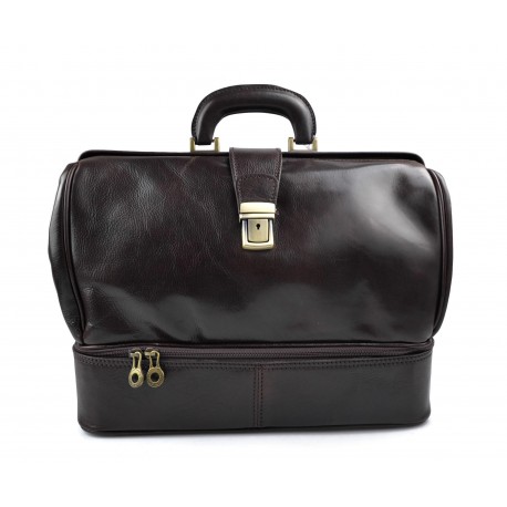 Doctor bag leather retro bag doctor bag medical bag dark brown