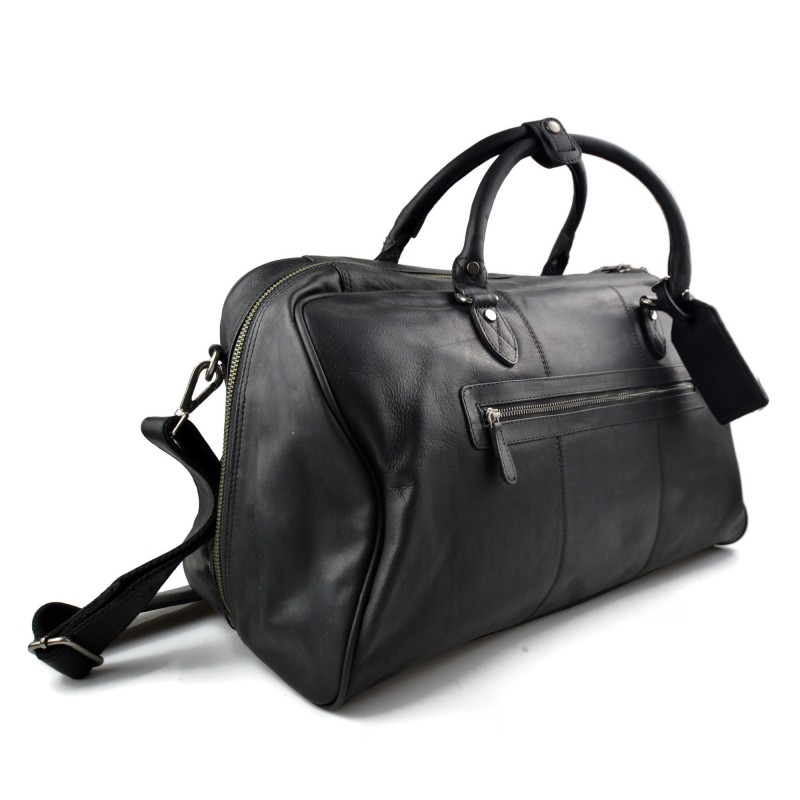 Travel bag leather travel duffle bag XXL big leather carry on black