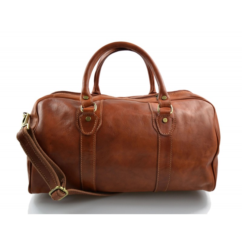 Leather duffle bag genuine leather travel bag overnigh honey