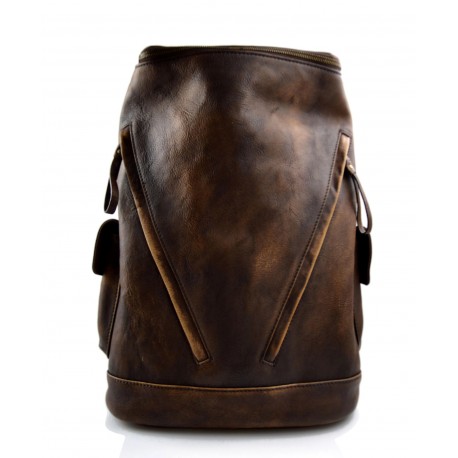 Sac à dos brun foncè cuir italien lavé vintage sac à dos en cuir homme femme