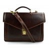 Leather briefcase men women brown office shoulder bag