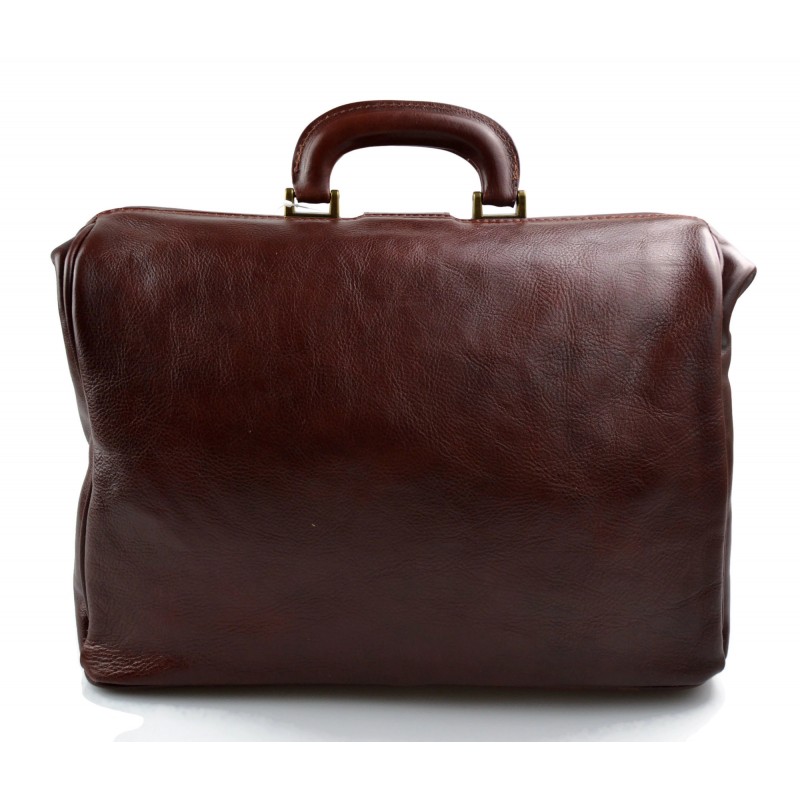 Doctor bag brown leather handbag men leather bag women briefcase