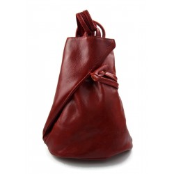 Sac à dos en cuir véritable de veau italien sac en cuir rouge