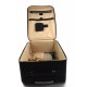 Leather trolley travel bag 4 wheels weekender black
