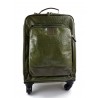 Leder reisekoffer troller grun leder reisetasche manner damen mit griff leder tasche reise tasche mit 4 rollen