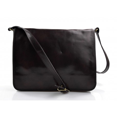 Leder herren aktentasche messenger ledertasche dunkelbraun