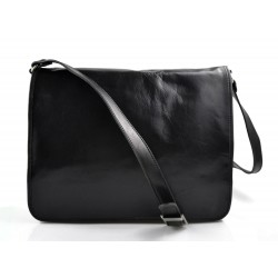 Bolso messenger de piel bolso de hombre piel bolso de mujer negro