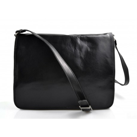 Leather messenger bag mens women leather bag leather shoulder bag black