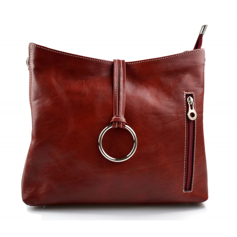 Borsa donna pelle tracolla a spalla rosso vera pelle made in Italy