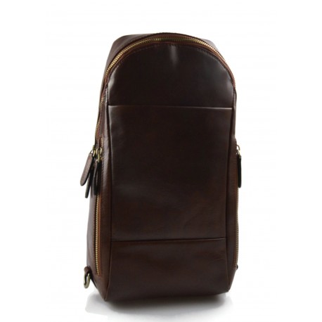 Sac à dos bandoulière en cuir sac homme sac à bandoulière brun