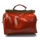 Ladies leather handbag doctor bag handheld shoulder bag orange made in Italy genuine leather bag