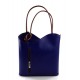 Borsa pelle donna zaino blu marrone con manici a spalla