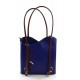 Borsa pelle donna zaino blu marrone con manici a spalla