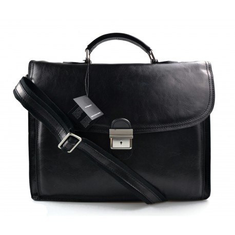 Leder herren damen aktentasche messenger ledertasche schwarz