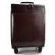 Leather trolley travel bag weekender overnight dark brown