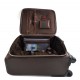 Leather trolley travel bag weekender overnight dark brown