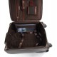 Leather trolley travel bag weekender overnight dark brown