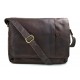 Sac à bandoulière en cuir notebook sac homme femme sac d'épaule messenger marron foncè