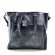 Leather ladies handbag blue shopper shopping bag shoulder bag