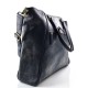 Leather ladies handbag blue shopper shopping bag shoulder bag