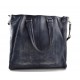 Leather ladies handbag blue shopper shopping bag shoulder bag