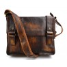 Brown leather satchel shoulder bag leather retro satchel mens women vintage messenger