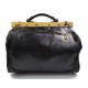 Borsa donna doctor bag vera pelle medico  manico e tracolla nero