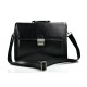 Leather briefcase office handbag mens woman shoulderbag black