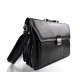 Leather briefcase office handbag mens woman shoulderbag black