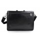 Leather briefcase office handbag mens woman shoulderbag black