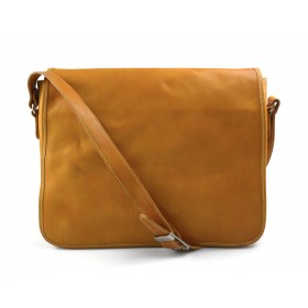 Bolso messenger de piel bandolera de cuero bolso de hombre piel bolso de espalda amarillo