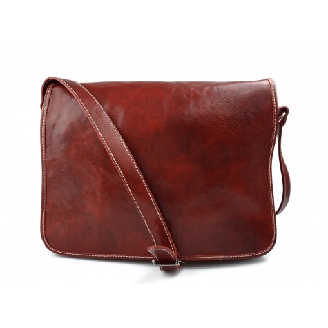 Mens leather bag shoulder bag genuine leather messenger red business document bag