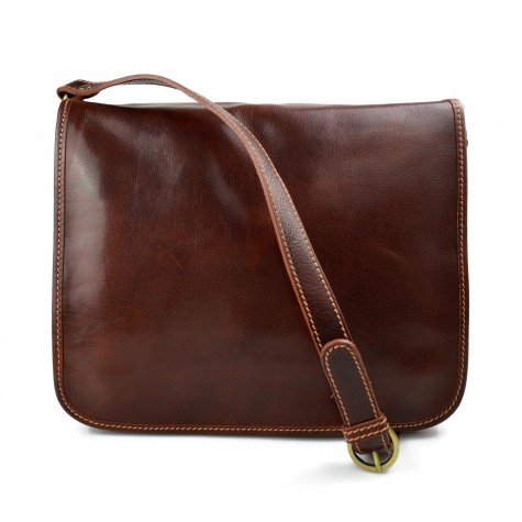 Leather messenger bag mens leatherbag brown shoulder bag