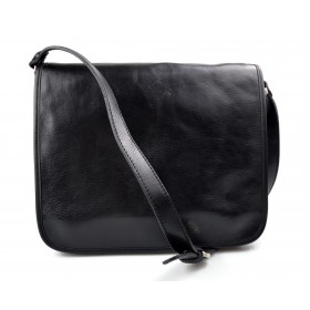 Borsa uomo messenger tracolla postino donna vera pelle nero