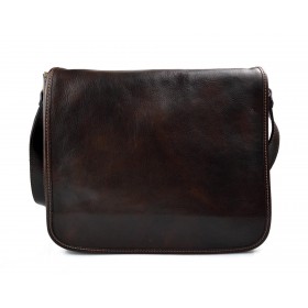 Leather messenger bag men's leather bag dark brown shoulder bag