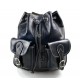 Backpack leather blue backpack genuine leather travel bag weekender sports