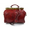 Ladies leather handbag doctor bag handheld shoulder bag red made in Italy genuine leather bag