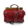 Ladies leather handbag doctor bag handheld shoulder bag red made in Italy genuine leather bag