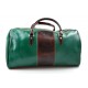 Mens leather duffle bag green brown shoulder bag travel bag luggage weekender carryon cabin bag