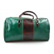 Borsone uomo donna borsa viaggio con manici e tracolla vera pelle verde marrone