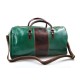 Mens leather duffle bag green brown shoulder bag travel bag luggage weekender carryon cabin bag