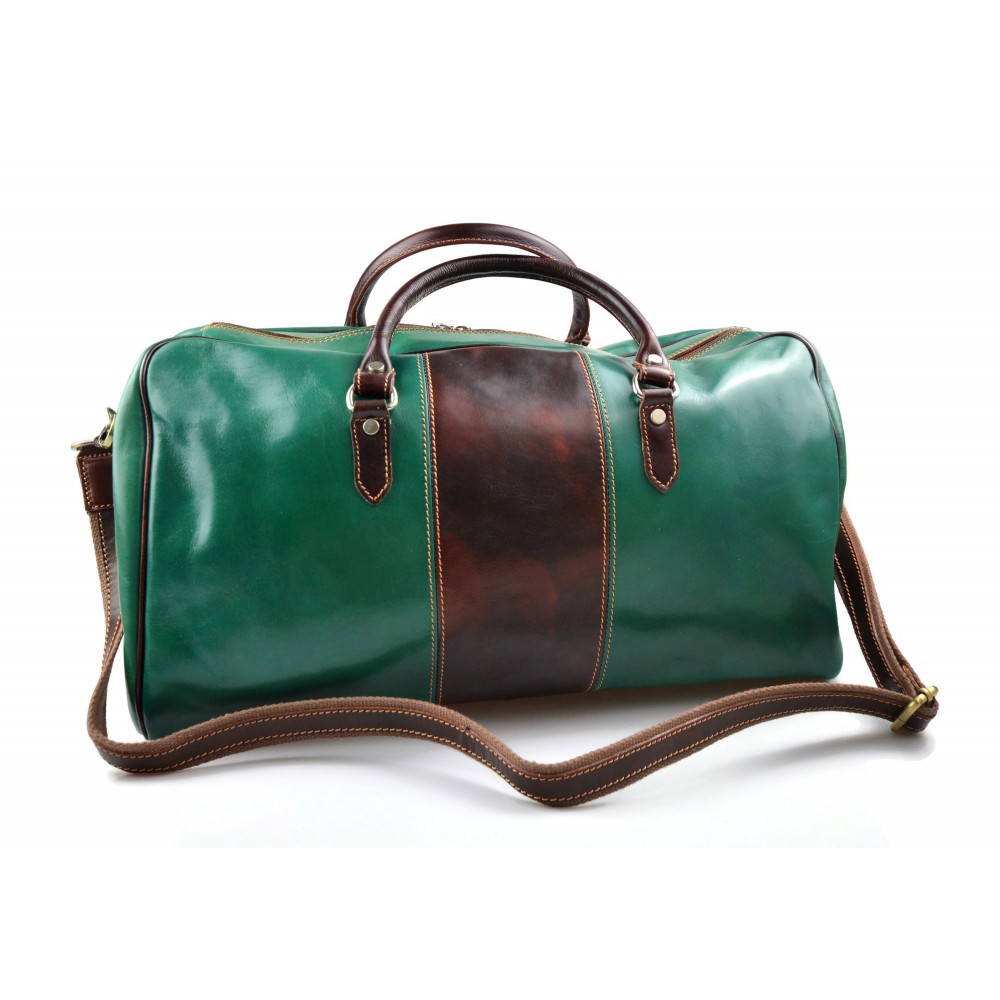 Sac de voyage en cuir homme femme bandoulière sac bagage vert brun