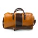 Mens leather duffle bag yellow brown shoulder bag travel bag luggage weekender carryon cabin bag