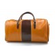 Mens leather duffle bag yellow brown shoulder bag travel bag luggage weekender carryon cabin bag