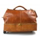 Leather trolley travel bag doctor bag weekender with wheels overnight honey