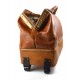 Leather trolley travel bag doctor bag weekender with wheels overnight honey