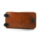 Leather trolley travel bag doctor bag weekender with wheels overnight honey