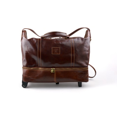 Sac voyage trolley marron voyage en cuir sac bagages a main en cuir carryon