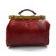 Ladies leather handbag doctor bag handheld shoulder bag red made in Italy genuine leather bag